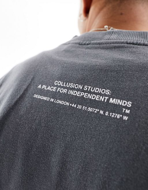 COLLUSION STUDIOS unisex oversized t-shirt in grey | ASOS