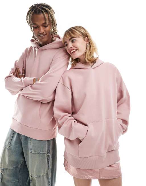 COLLUSION - Støvet pink unisex-hættetrøje 