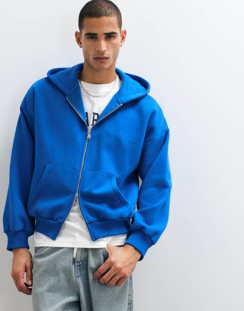 COLLUSION sudadera con cremallera completa en azul cobalto - view 1