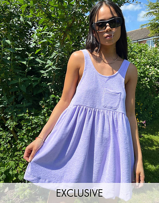 COLLUSION summer dress in lilac towelling