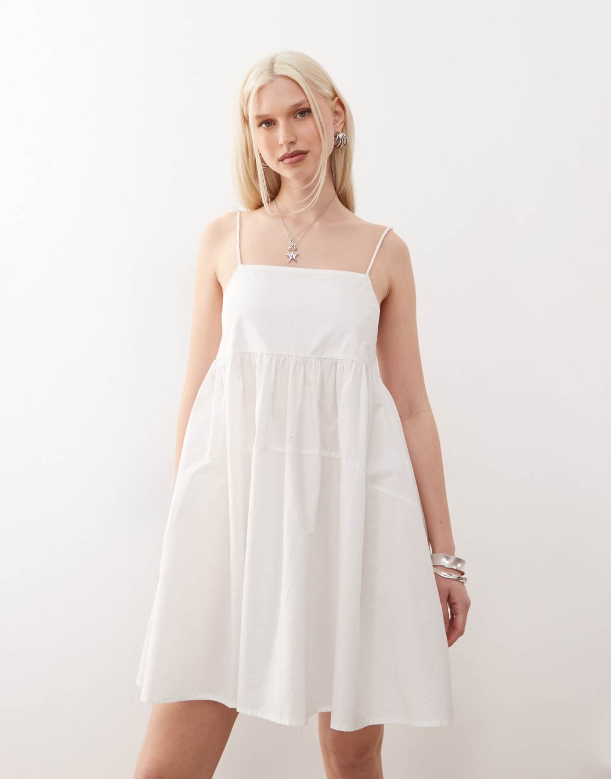 COLLUSION sun dress in white