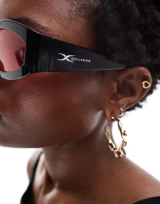 COLLUSION  sunglasses with black frame and red lens, 4 of 4