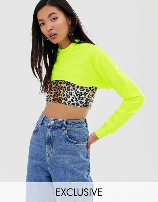 Neon super store crop top