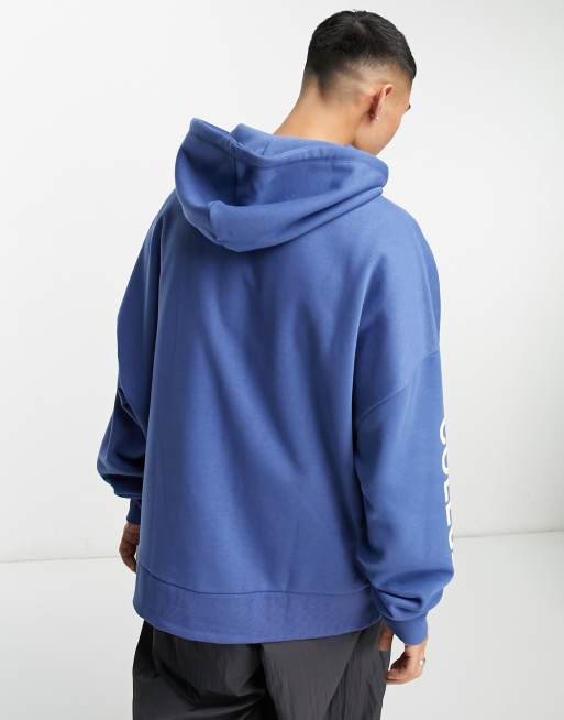 Navy blue oversized zip up online hoodie