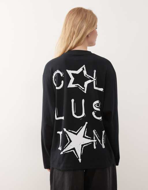COLLUSION – Svart t-shirt i oversize med stort stjärntryck baktill, 2 av 4