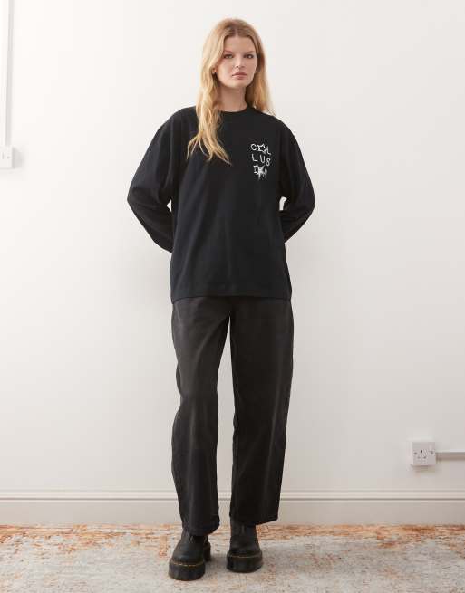 COLLUSION – Svart t-shirt i oversize med stort stjärntryck baktill, 4 av 4