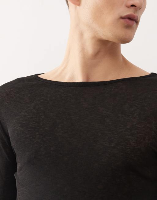 COLLUSION – Svart t-shirt i slim fit och mesh med långa ärmar, 5 av 5