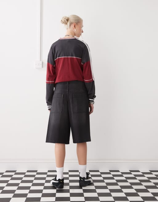 COLLUSION – Svarttvättade, långa jeansshorts, 4 av 5
