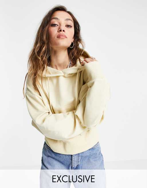 Collusion Sweat à Capuche Court Oversize Grège Asos