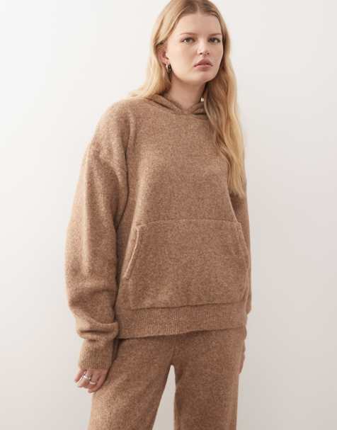 COLLUSION - Sweat à capuche d'ensemble oversize en maille - Marron - view 1