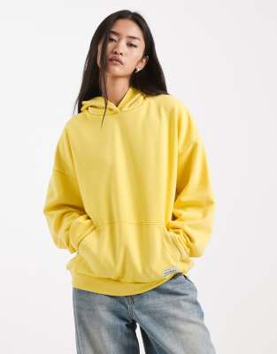 COLLUSION - Sweat à capuche oversize - Jaune délavé