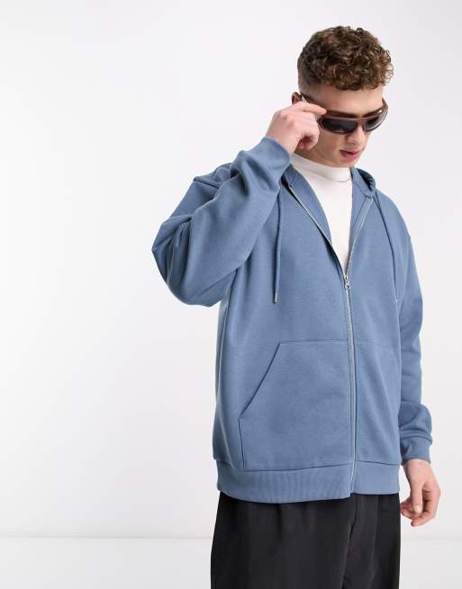 COLLUSION Sweat capuche oversize zipp Bleu p trole