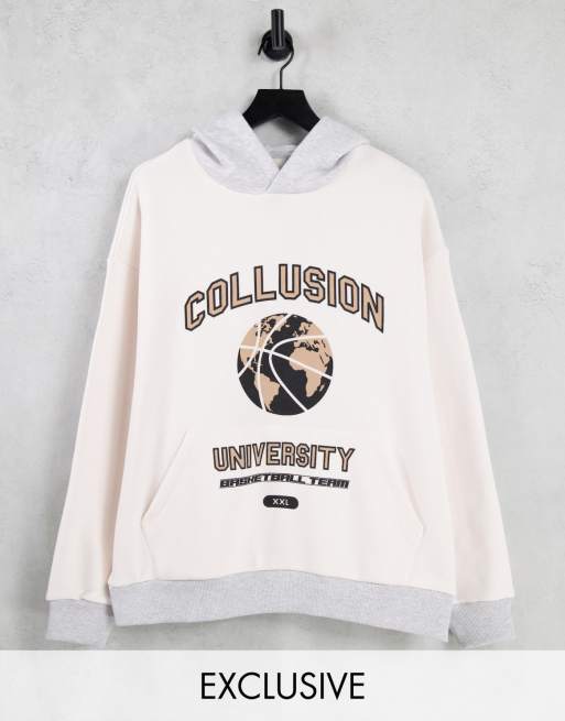 COLLUSION - Sweat à capuche d'ensemble oversize à déchirures et logo