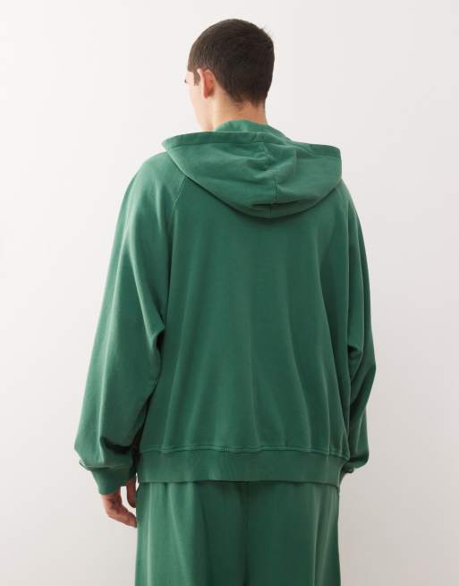COLLUSION - Sweat à capuche zippé coupe carrée avec clous - Vert, 3 de 5