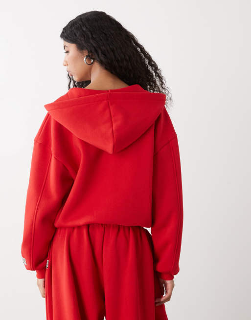 Sweat Zippé GAP Rouge – Femme Taille M – Capuche, Poche Kangourou – 77% Coton