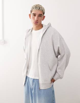 COLLUSION - Sweat à capuche zippé - Gris chiné