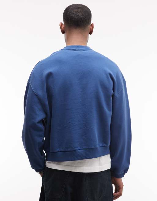 COLLUSION - Sweat coupe carrée à logo et appliqué - Bleu, 5 de 5