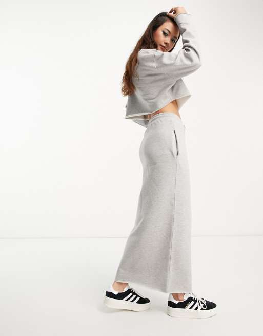 Shape Grey Marl Sweat Drawstring Midi Skirt