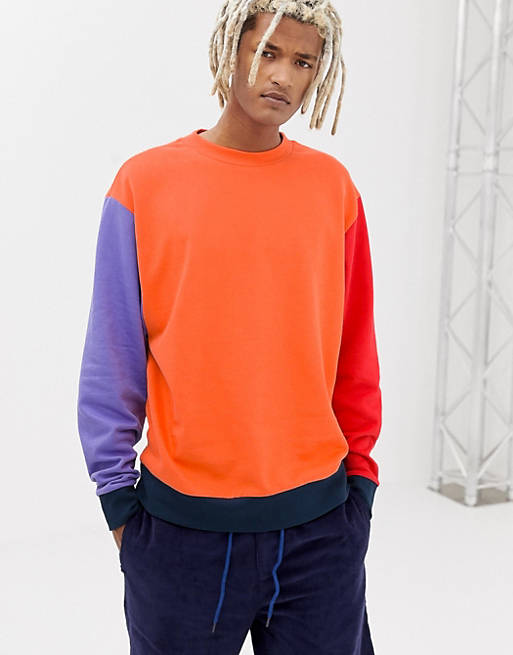 Collusion - Sweat-shirt multicolore coupe classique - Orange