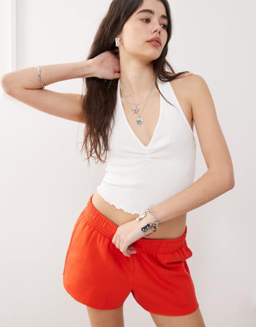 COLLUSION sweatpants fabric micro shorts in red, 4 of 5
