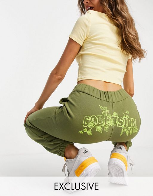 COLLUSION Plus oversized sweatpants with branded bum print in