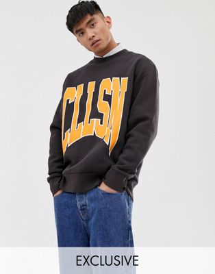 COLLUSION - Sweatshirt in collegestijl-Zwart