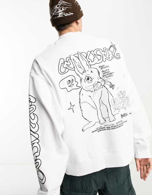 COLLUSION - Sweatshirt met print van konijn in ecru