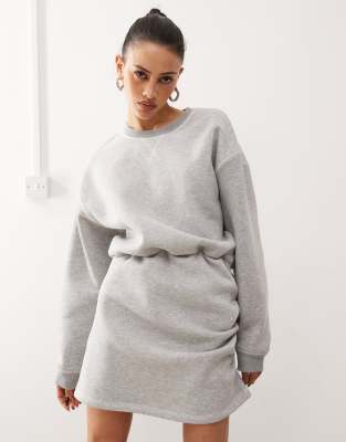 sweatshirt mini dress with logo in gray heather