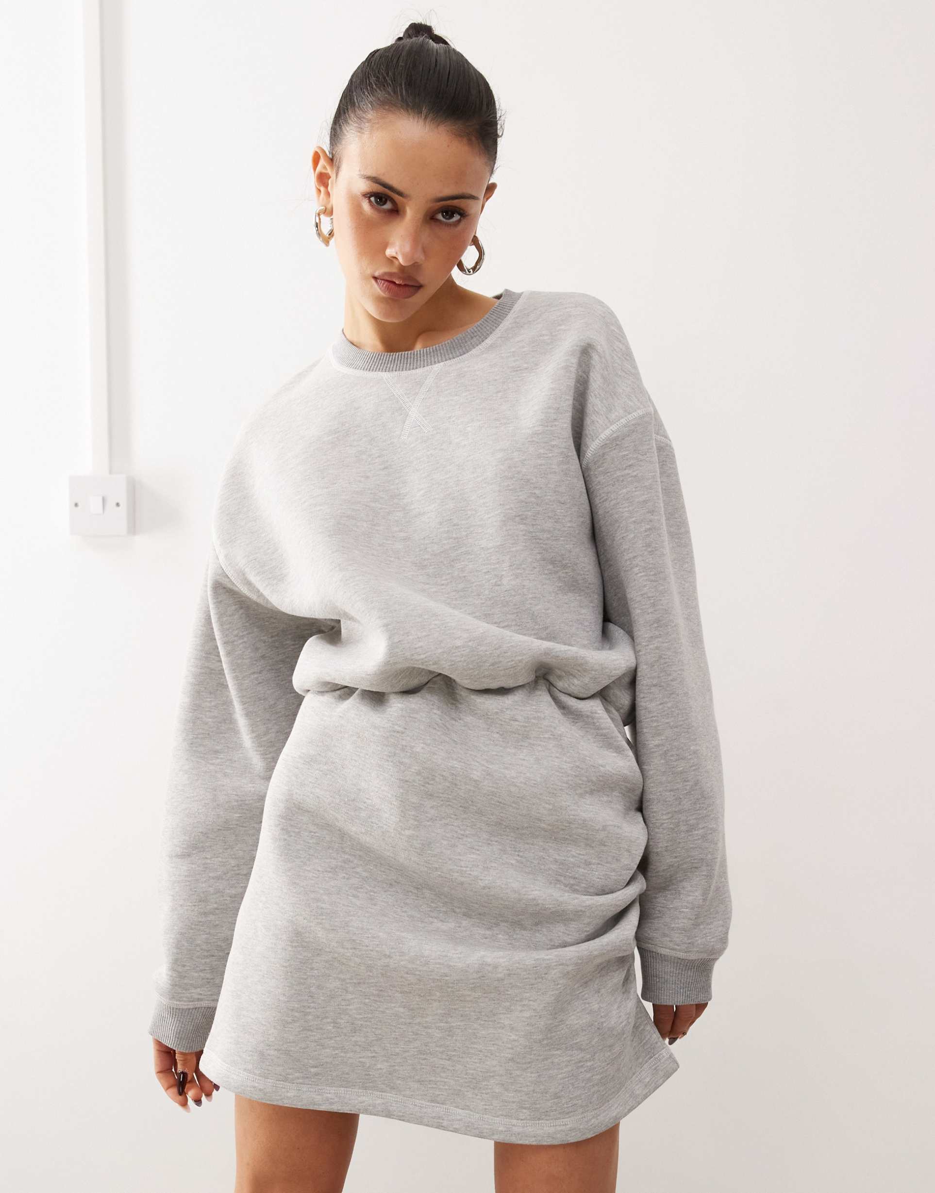 collusion sweatshirt mini dress with logo in gray heather