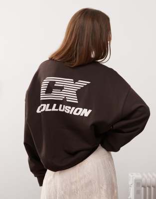 COLLUSION - Sweatshirt mit Sport-Logo-Braun