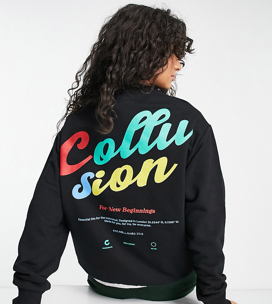 COLLUSION sweatshirt with back print in black