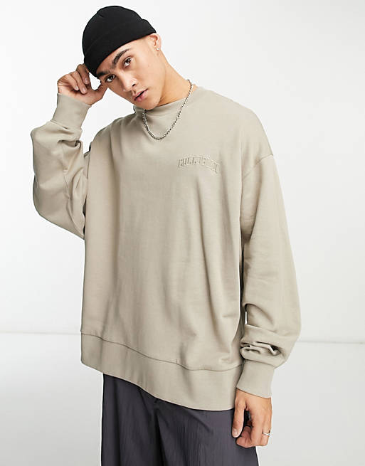 COLLUSION sweatshirt with embroidered logo in washed khaki