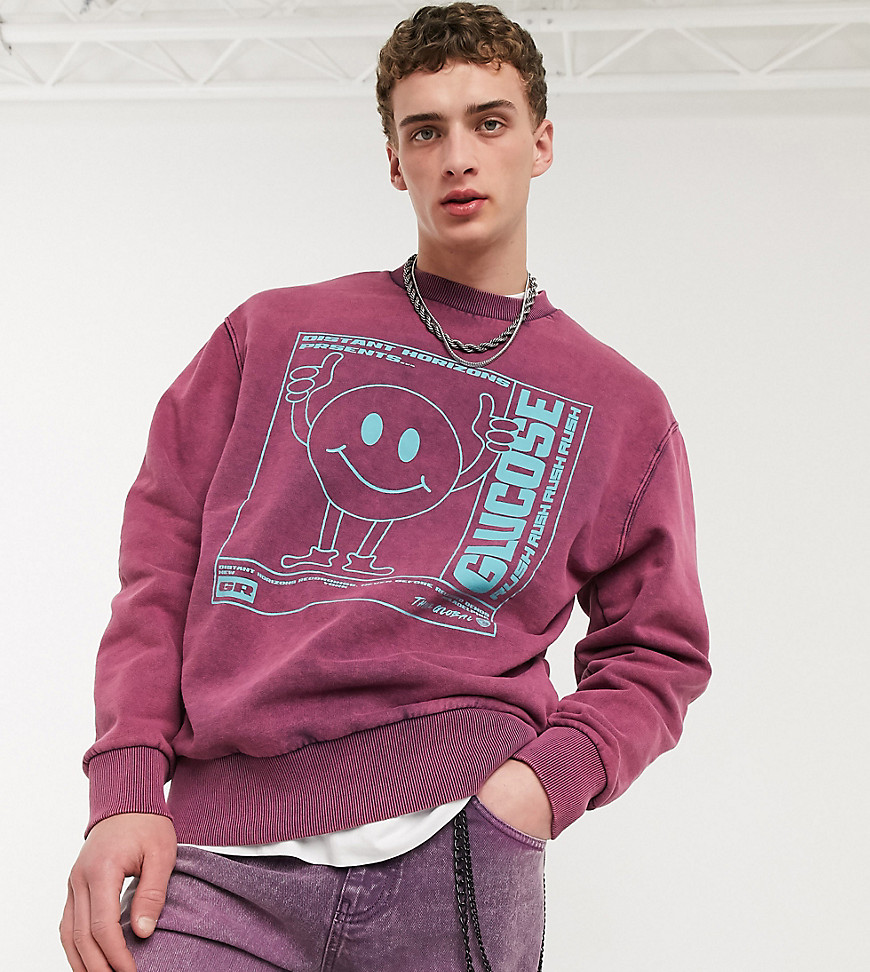 COLLUSION sweatshirt with glucose print in washed purple