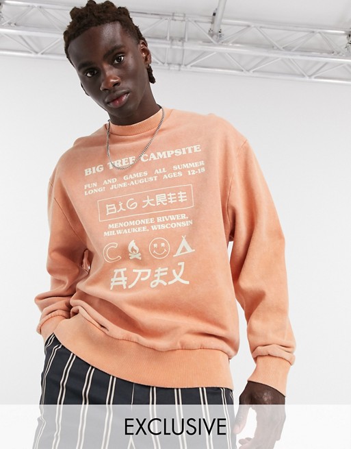 COLLUSION sweatshirt with print in washed orange