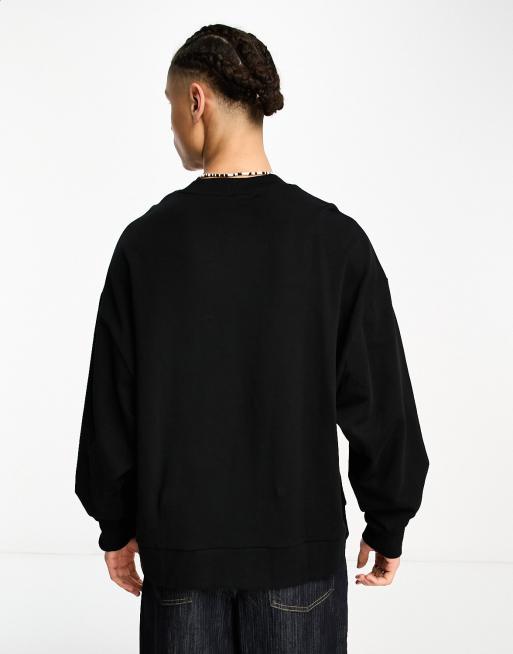 Varsity Oversized Crew Neck Sweatshirt Black / White