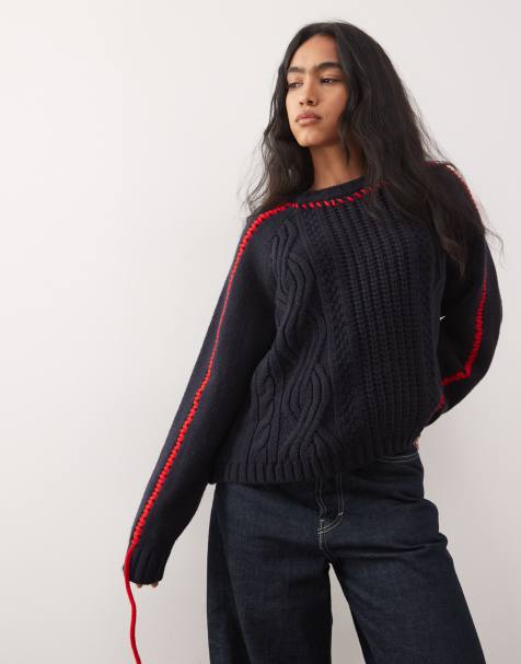 COLLUSION heavy cable knitted jumper