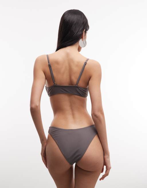 COLLUSION – Szara krótka góra od bikini z guzikami, 4 z 4