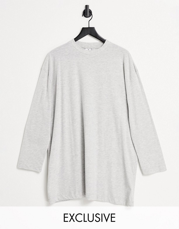  Limit COLLUSION – Szara melanżowa sukienka T-shirtowa z długim rękawem Szary melanż