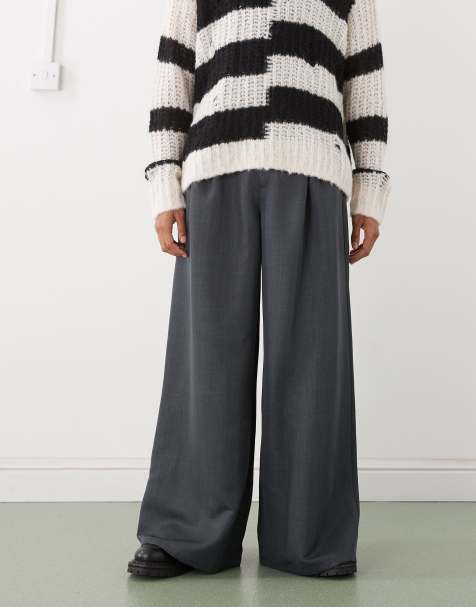 COLLUSION tailored wide leg trouser in grey