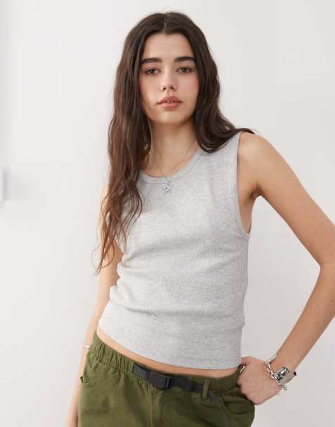 COLLUSION – Szary melanżowy prążkowany podkoszulek - view 1