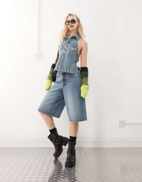 COLLUSION denim jort in vintage wash