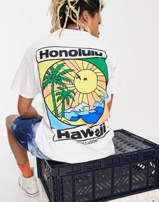 COLLUSION - T-shirt à imprimé Hawaii - Blanc | ASOS