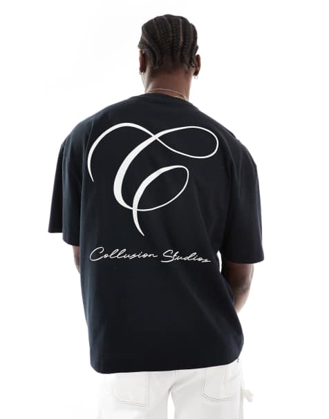 COLLUSION - T-shirt à imprimé logo - Noir - view 1