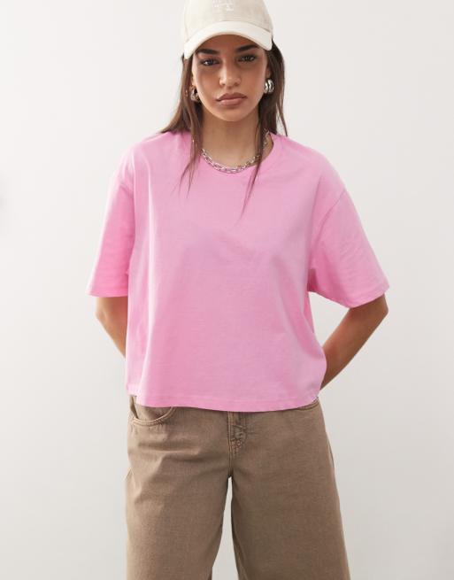 COLLUSION - T-shirt a maniche corte squadrata rosa tenue, 2 di 4