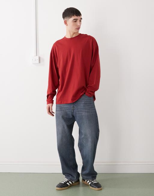 COLLUSION - T-shirt a maniche lunghe bordeaux, 2 di 5