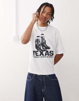 COLLUSION - T-shirt à motif santiags et Texas - Blanc