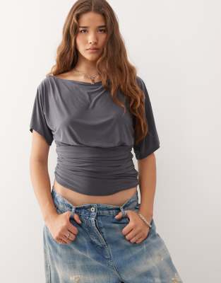 T-shirt à taille cintrée-Gris L