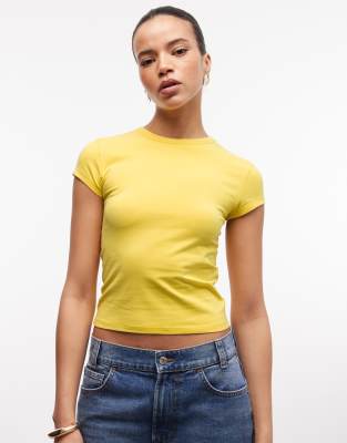 T-shirt ajusté à mancherons - Jaune L