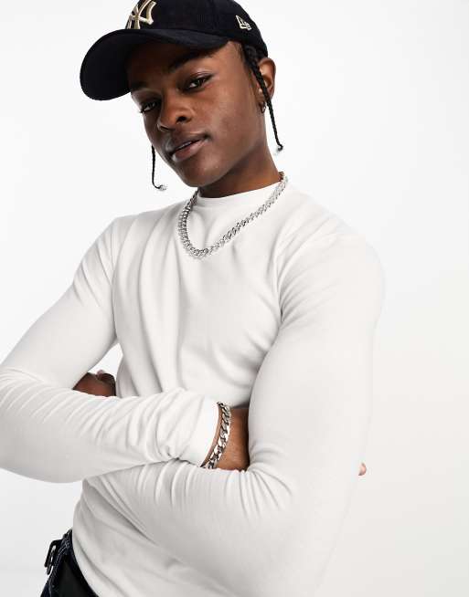 COLLUSION - T-shirt ajusté à manches longues - Blanc