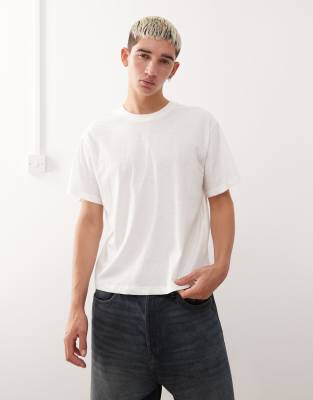 COLLUSION - T-shirt ajusté en coton texturé effet flammé - Blanc